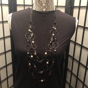 NY & Company Purple Beaded Necklace